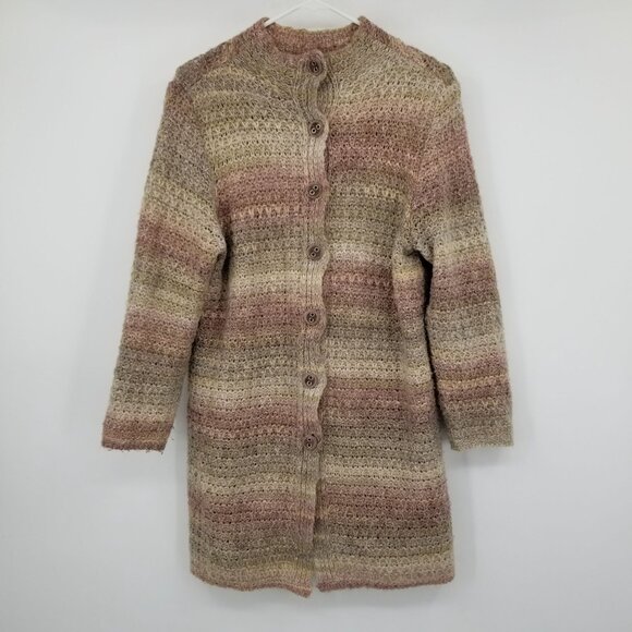 J. Jill Wool Alpaca/Wool Blend Button Cardigan Sweater M Petite Cottagecore Boho - Picture 2 of 12